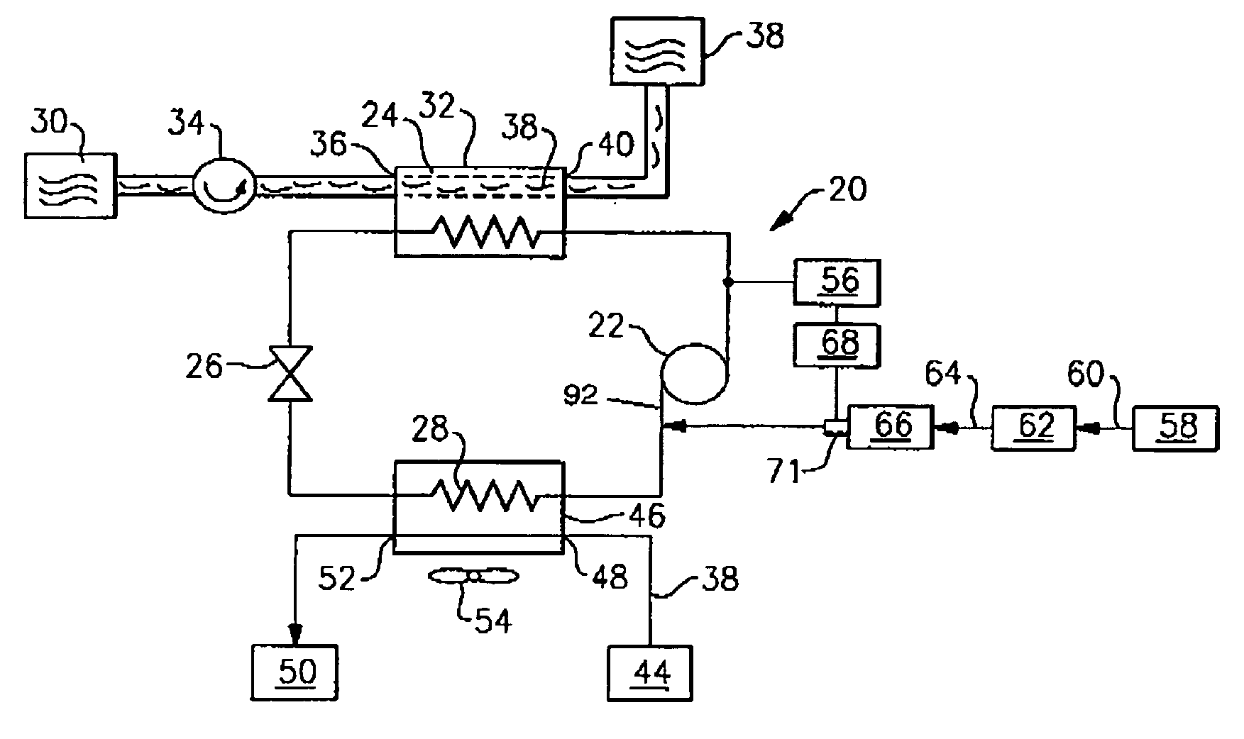 Method for extracting carbon dioxide for use as a refrigerant in a vapor compression system