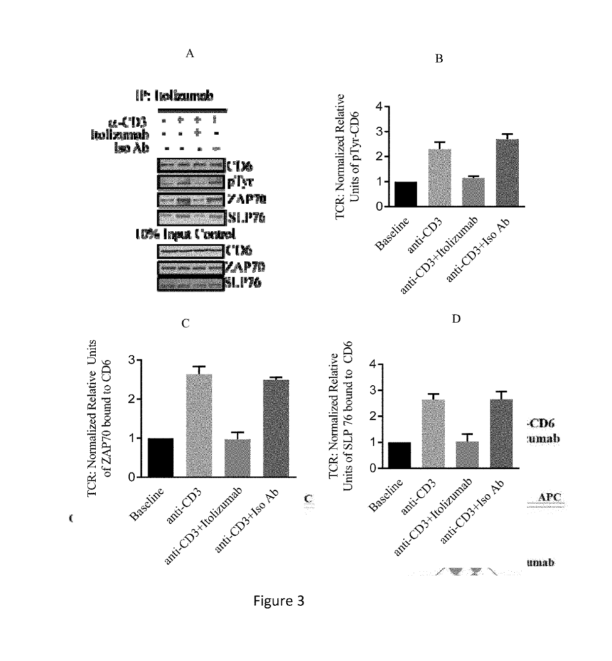 Use of itolizumab to reduce phosphorylation of cd6