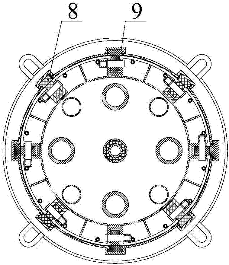 Anti-rotation piston movement auxiliary cylinder of a large marine application device