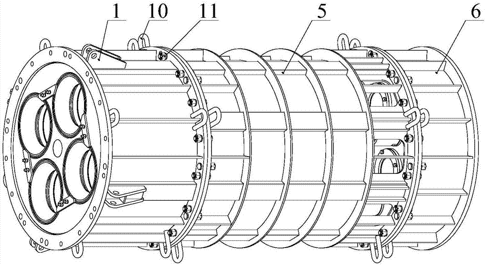 Anti-rotation piston movement auxiliary cylinder of a large marine application device