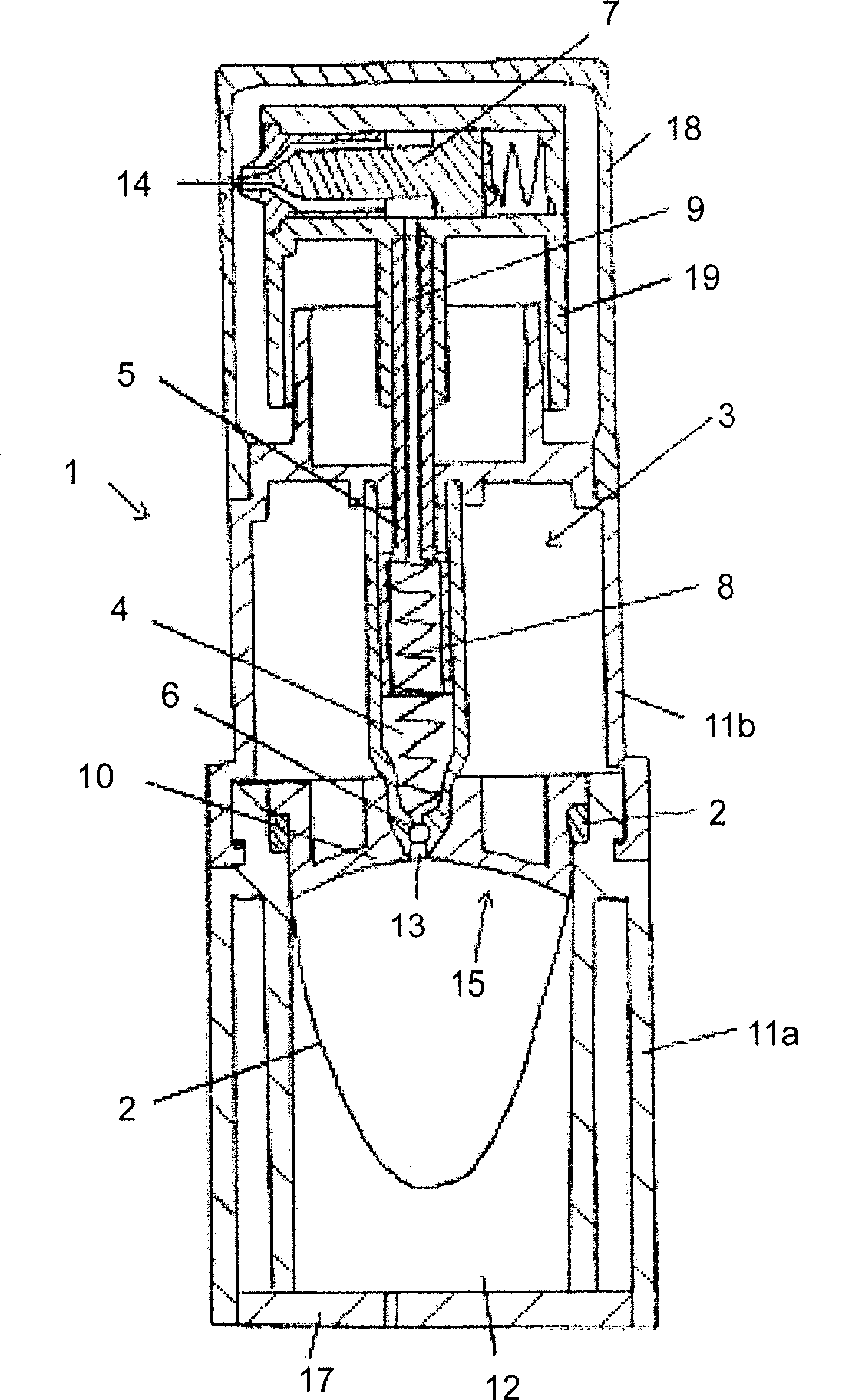 Dosing pump and method for manufacturing such a filled dosing pump