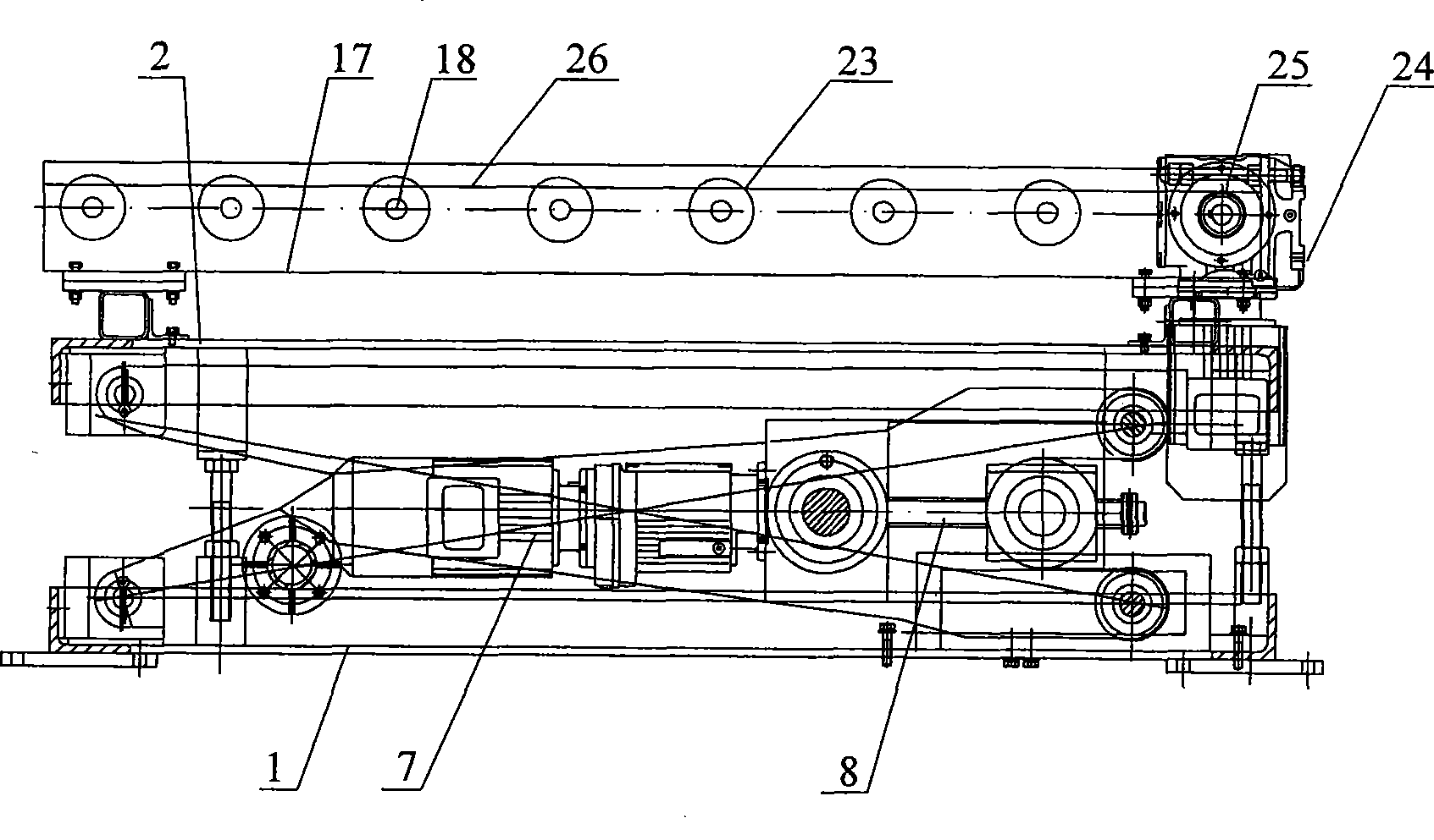 Transitional rolling bed with electric elevating apparatus for front axle end head