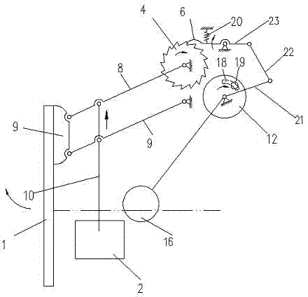 Ratchet wheel control mechanism of pipe washing impoundment door