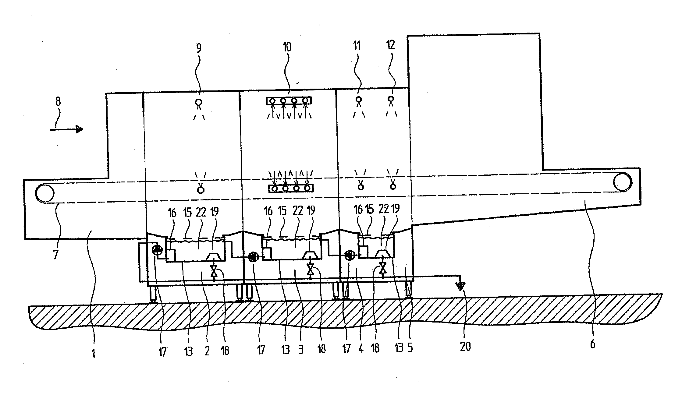 Method for self-cleaning of a continuous dishwasher