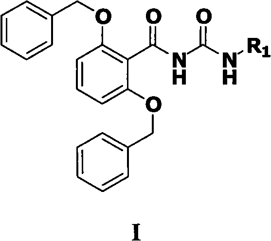 N-(2,6-dibenzyloxy benzoyl)-N'-substituted urea compound and preparation method and application thereof