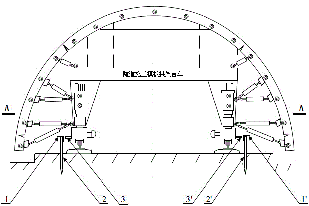 A method for positioning the formwork arch trolley in tunnel construction by ruler