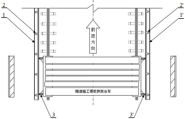 A method for positioning the formwork arch trolley in tunnel construction by ruler