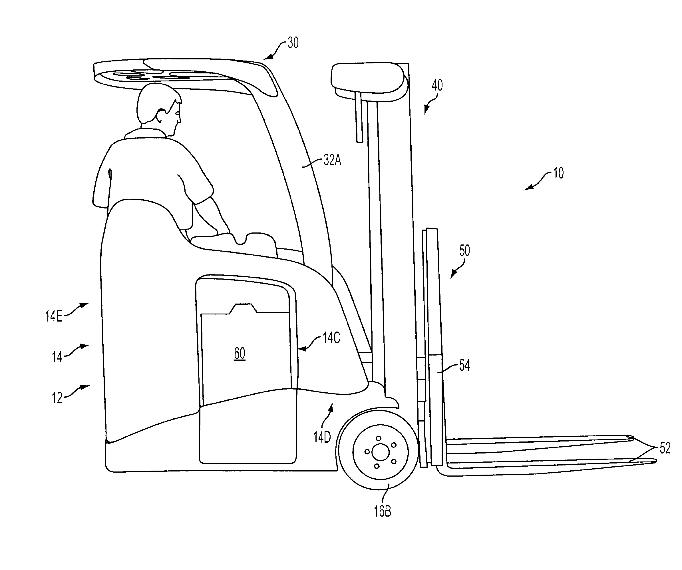 Materials handling vehicle having at least one controller coupled to a front wall of a frame