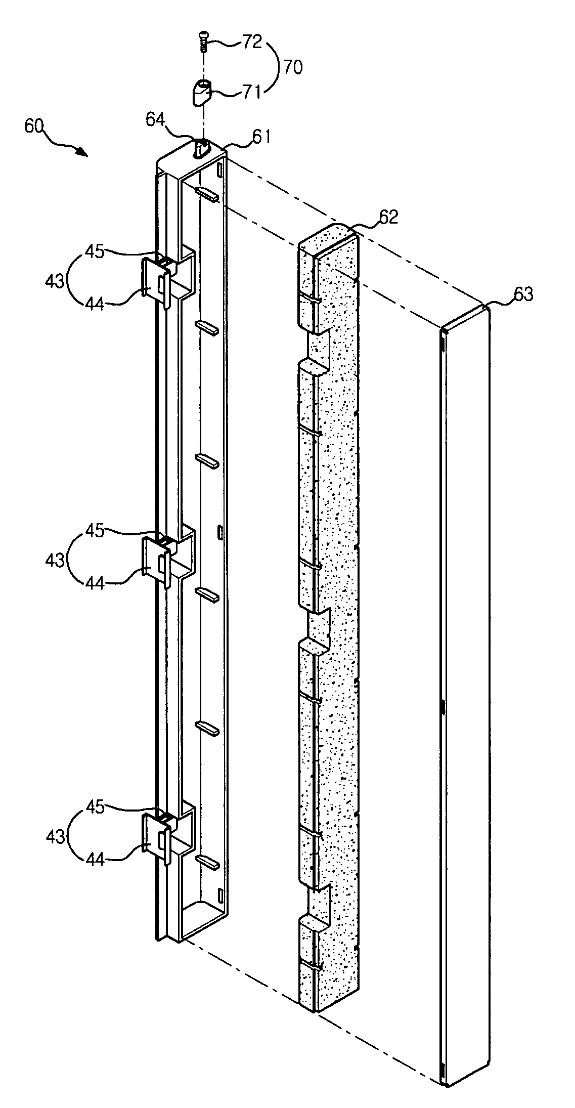 Refrigerator mullion with protection unit