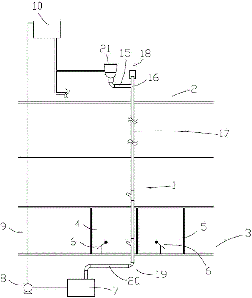 Drainpipe noise test system and test method for high-rise/ultra-high-rise building