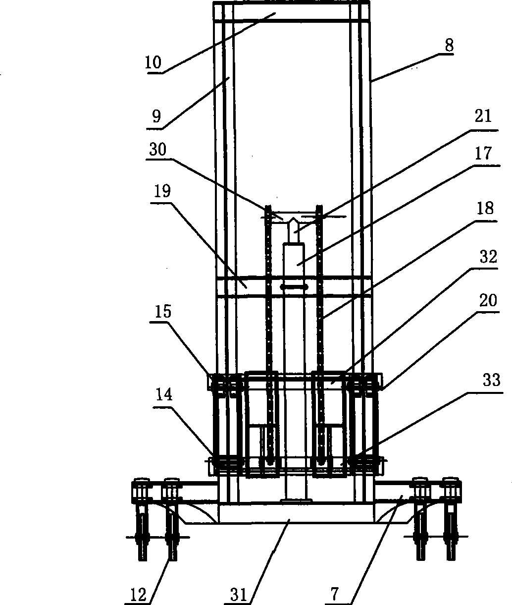 Stretching device of case beam in case