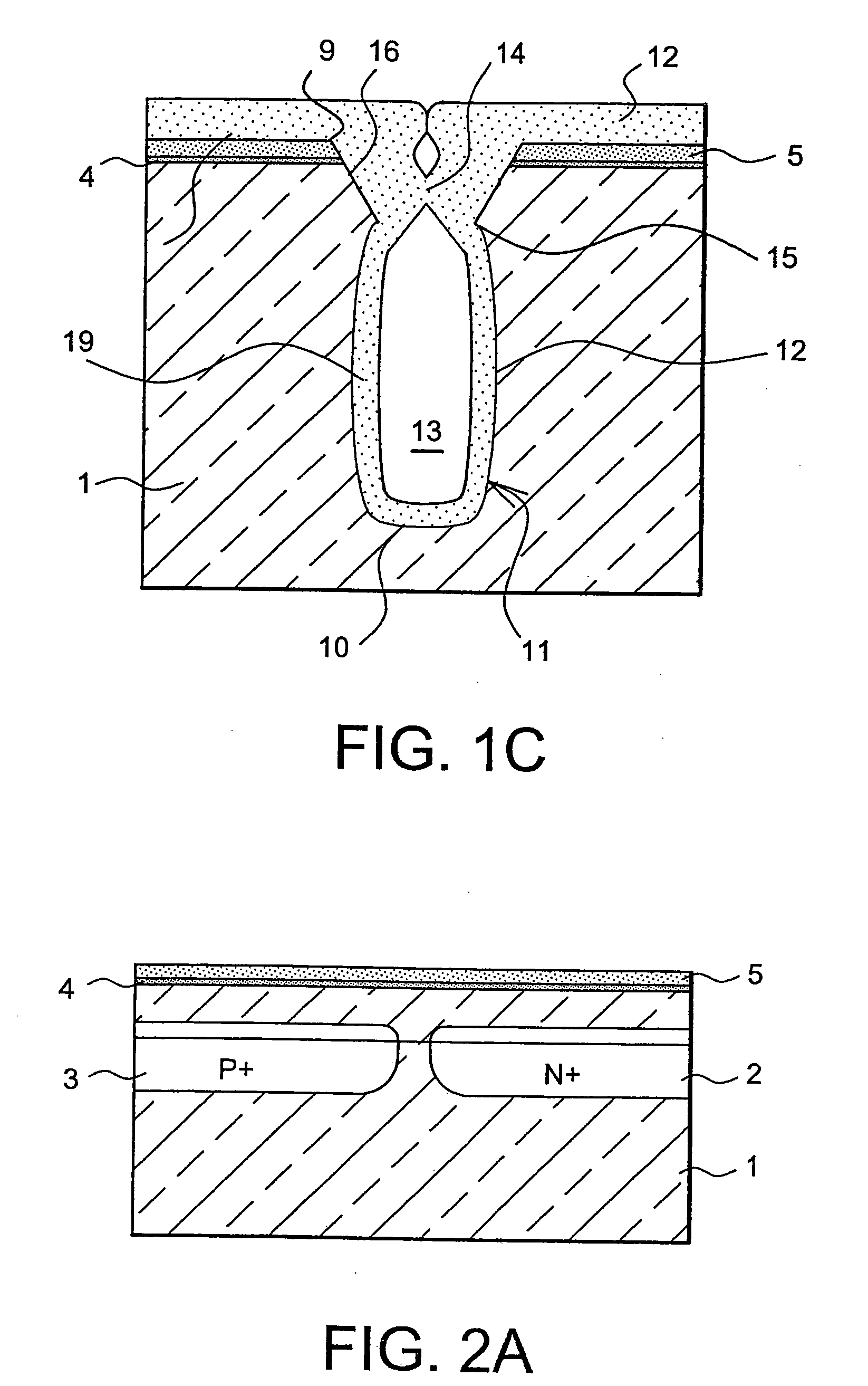 Deep insulating trench and method for production thereof