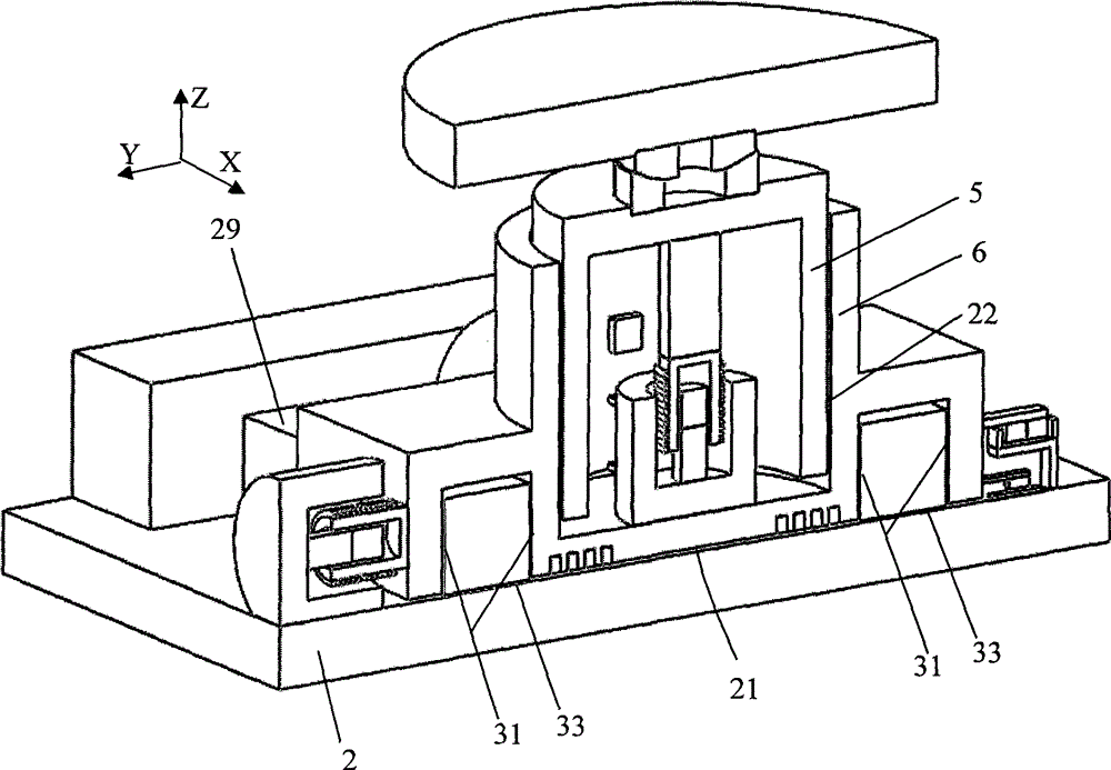 Eddy-current damping vibration isolator with coplanar air floatation orthogonal decoupling function and angular decoupling function by aid of sliding joint bearing