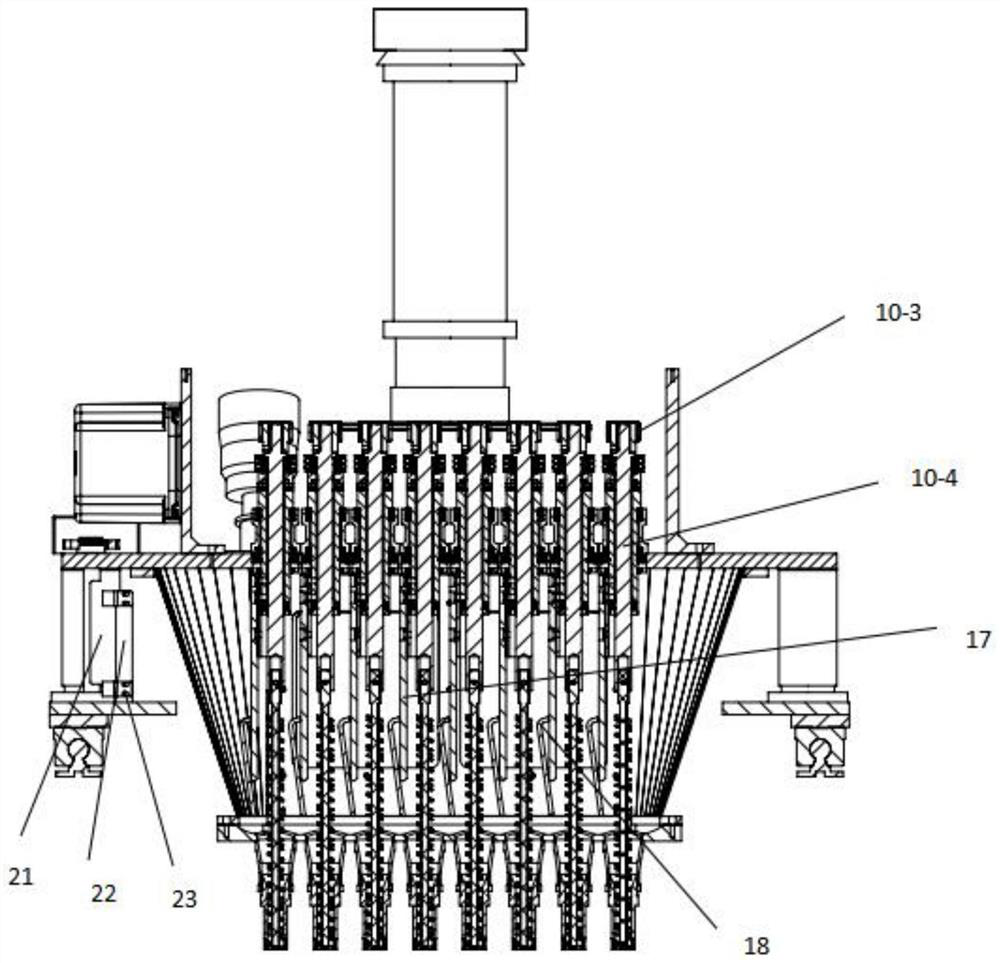 Multi-column back sealing powder packaging machine discharging mechanism