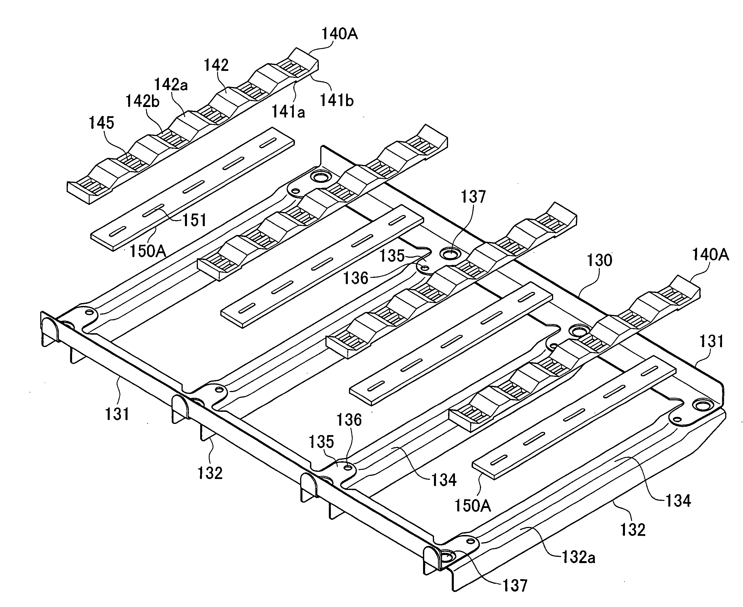 Battery pack having elastic body inserted between members for holding cell modules and frame of battery pack