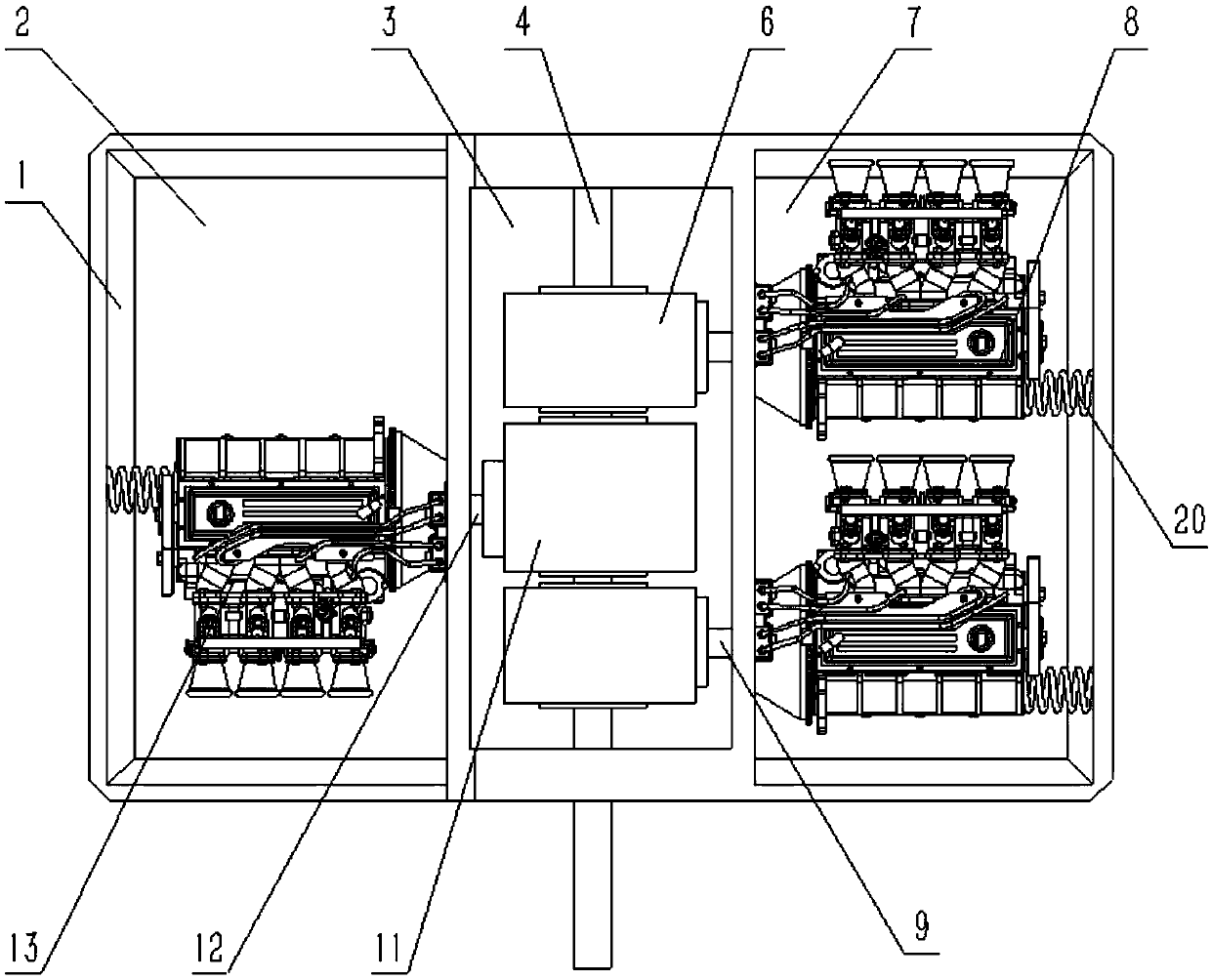 Two-branch-combined engine mechanical transmission structure and using method thereof