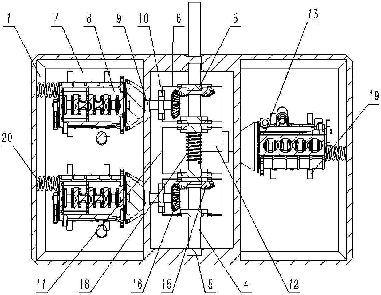 Two-branch-combined engine mechanical transmission structure and using method thereof