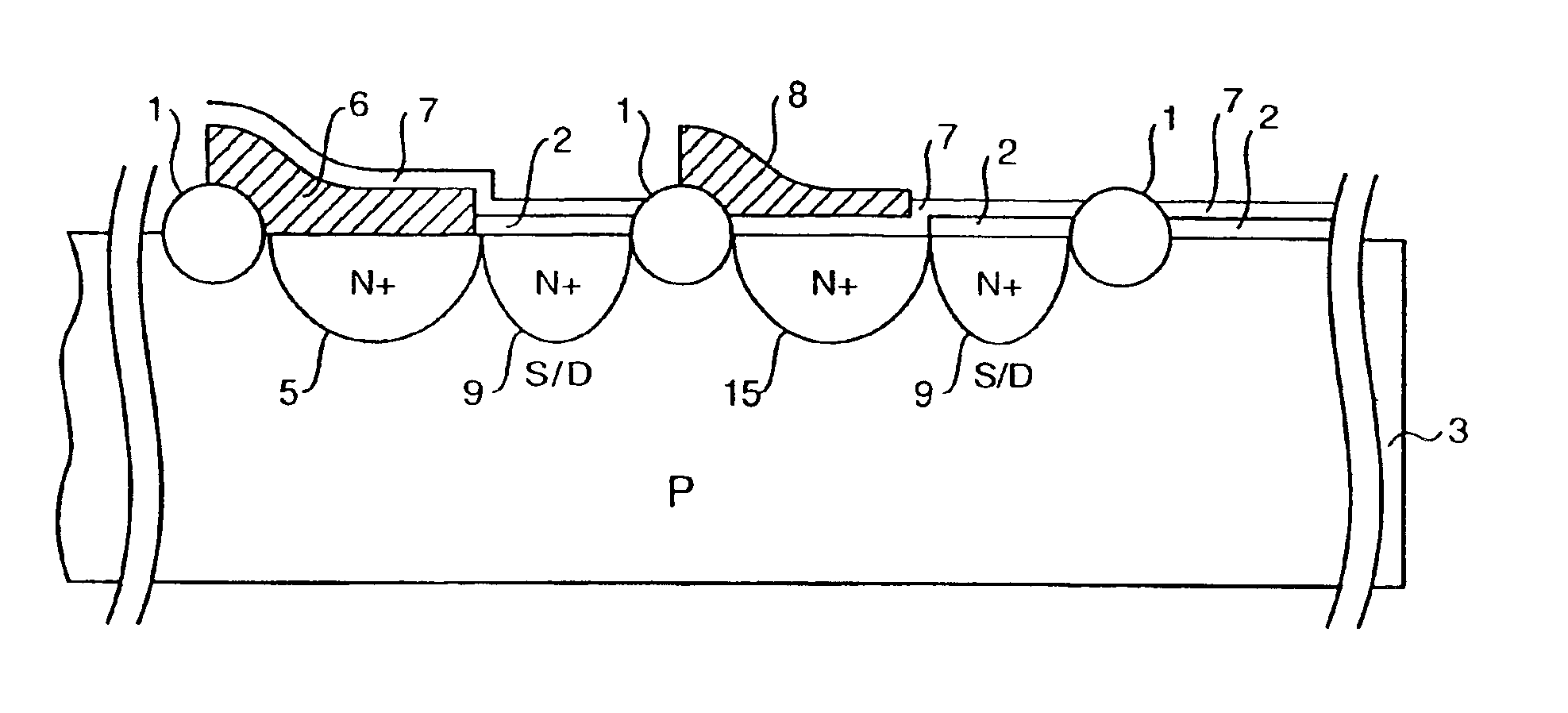 Permanently on transistor implemented using a double polysilicon layer CMOS process with buried contact