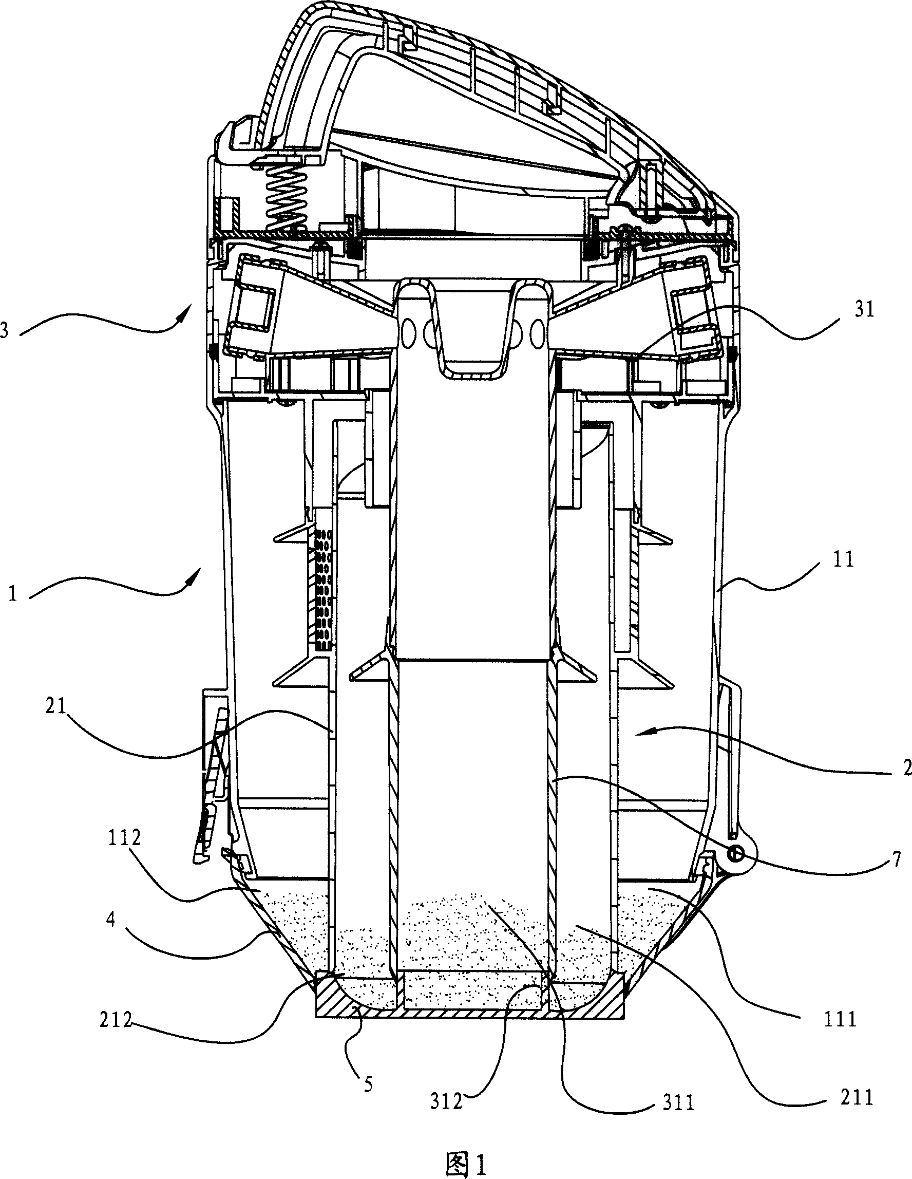 Multi-stage whirlwind separating device of vacuum cleaner
