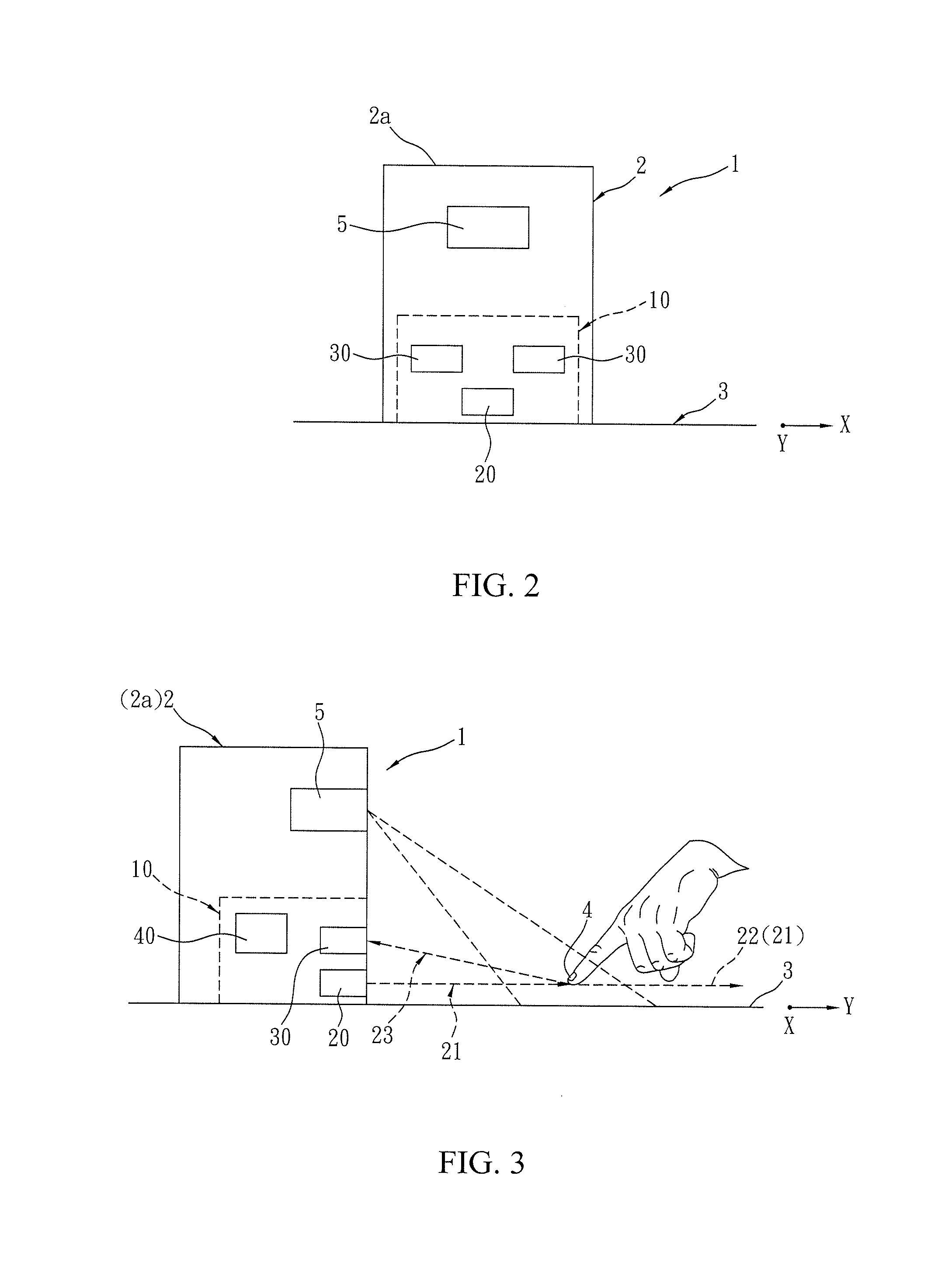 Virtual two-dimensional positioning module of input device and virtual device with the same