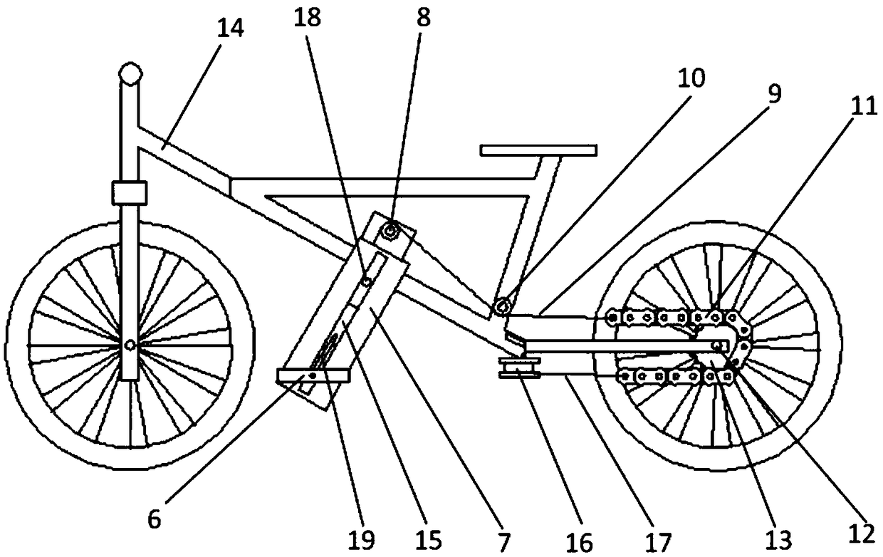 An upper and low pedal type bicycle with double chain drive is disclosed