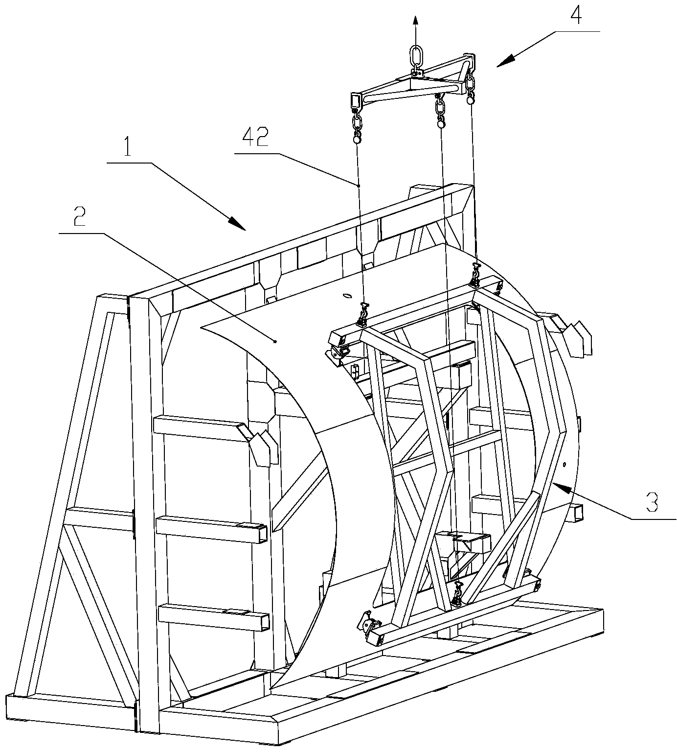 Method and tool for unloading wall panel assemblies at cargo space doors of airplanes