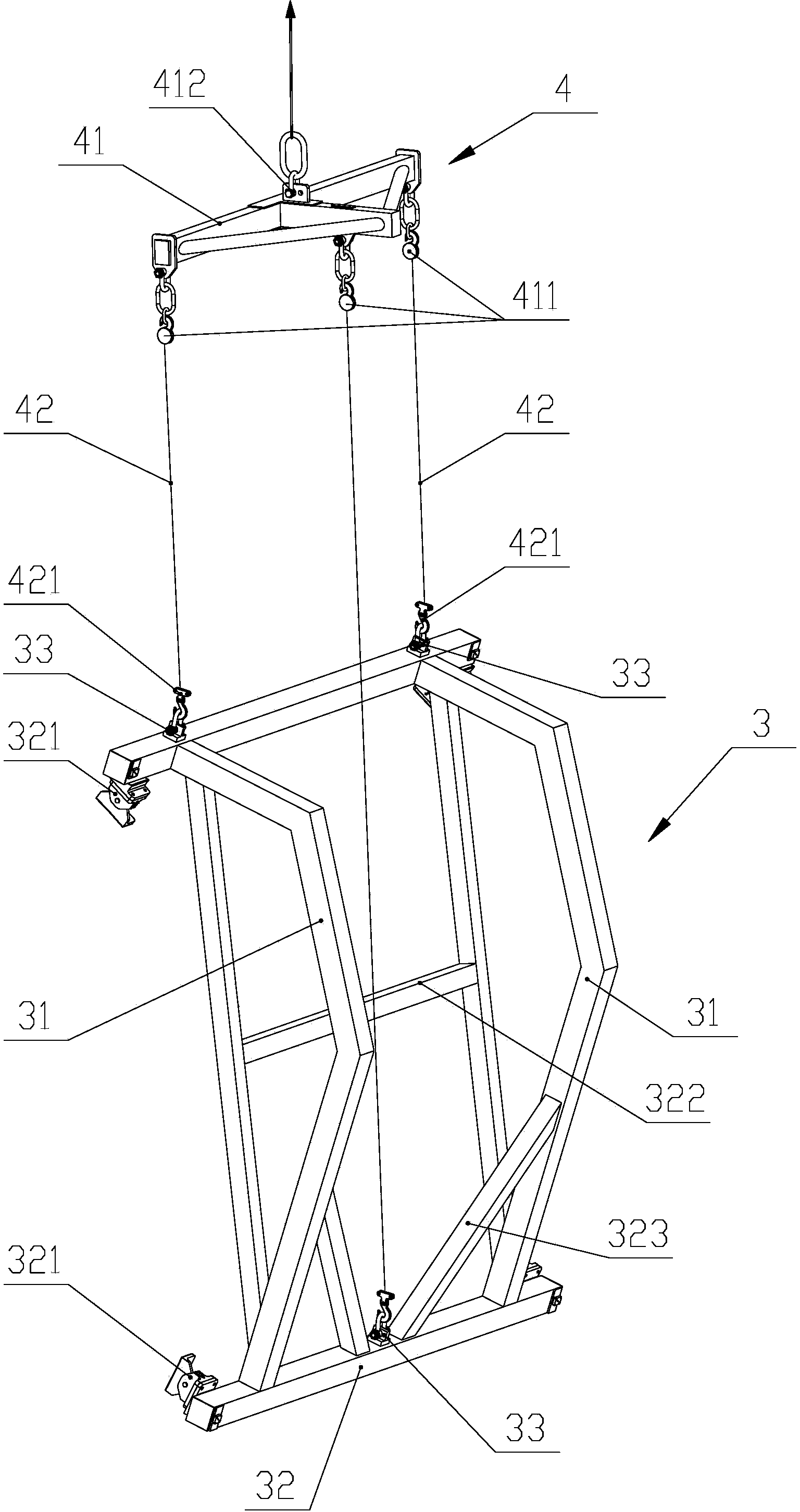 Method and tool for unloading wall panel assemblies at cargo space doors of airplanes
