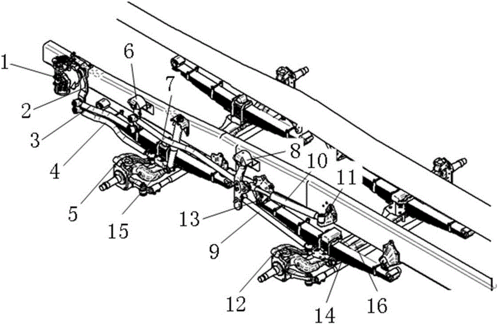 Double-front-axle automobile steering system
