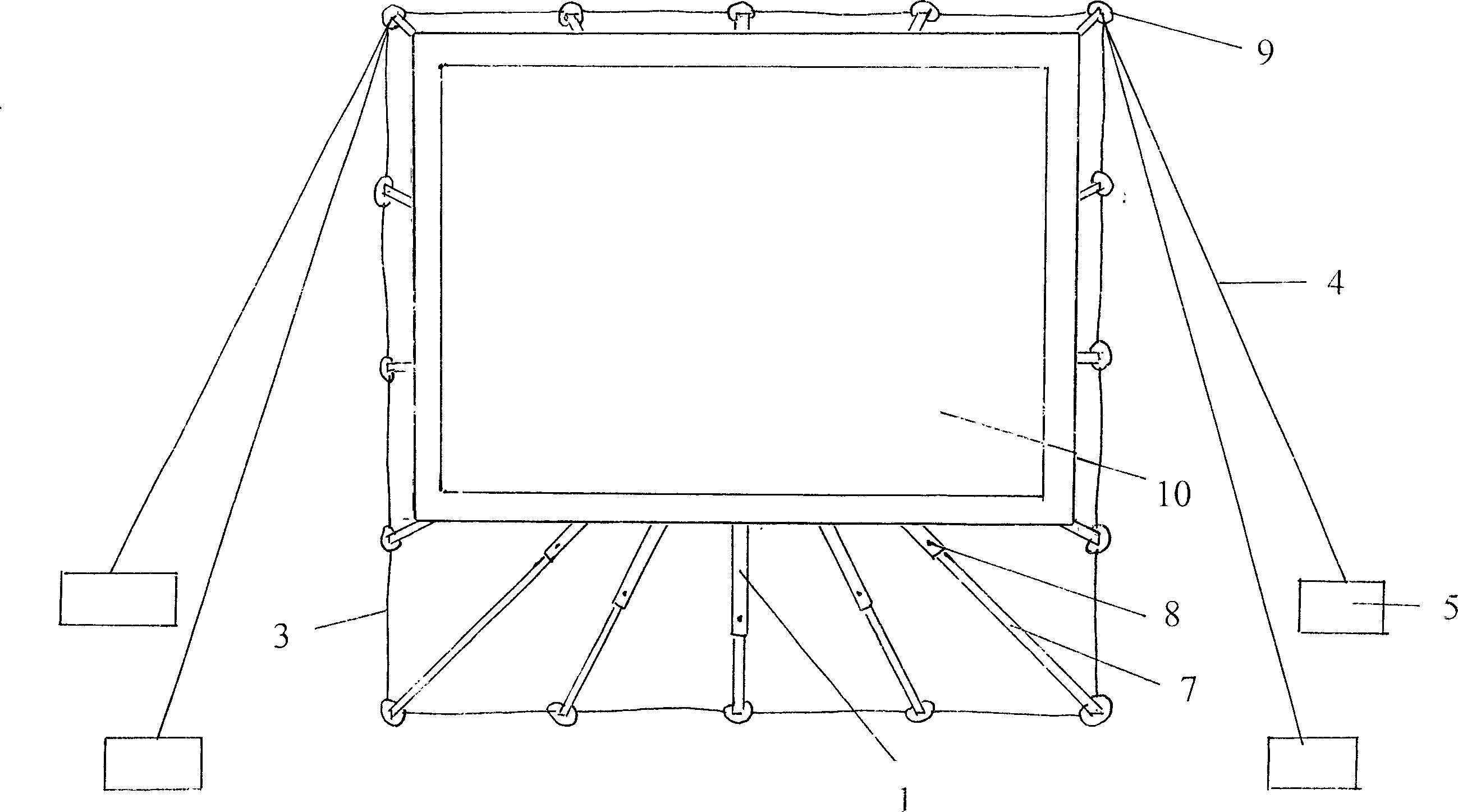 A projection screen rack for mobile projection
