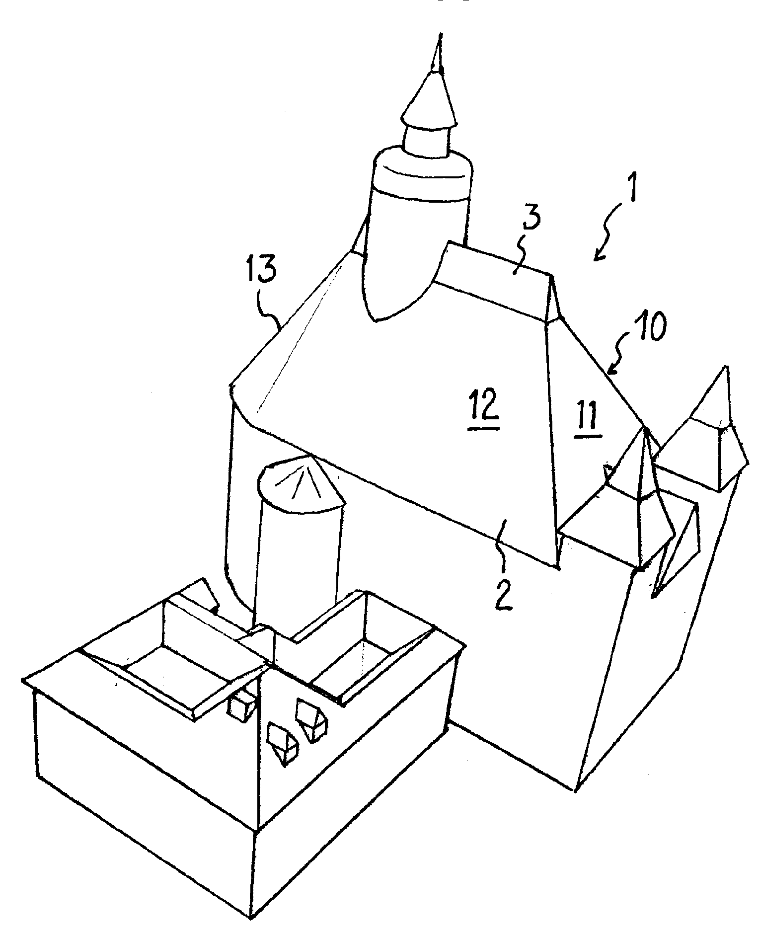 Methods, devices and programs for transmitting roof and building structure of a 3D representation of a building roof based on said structure