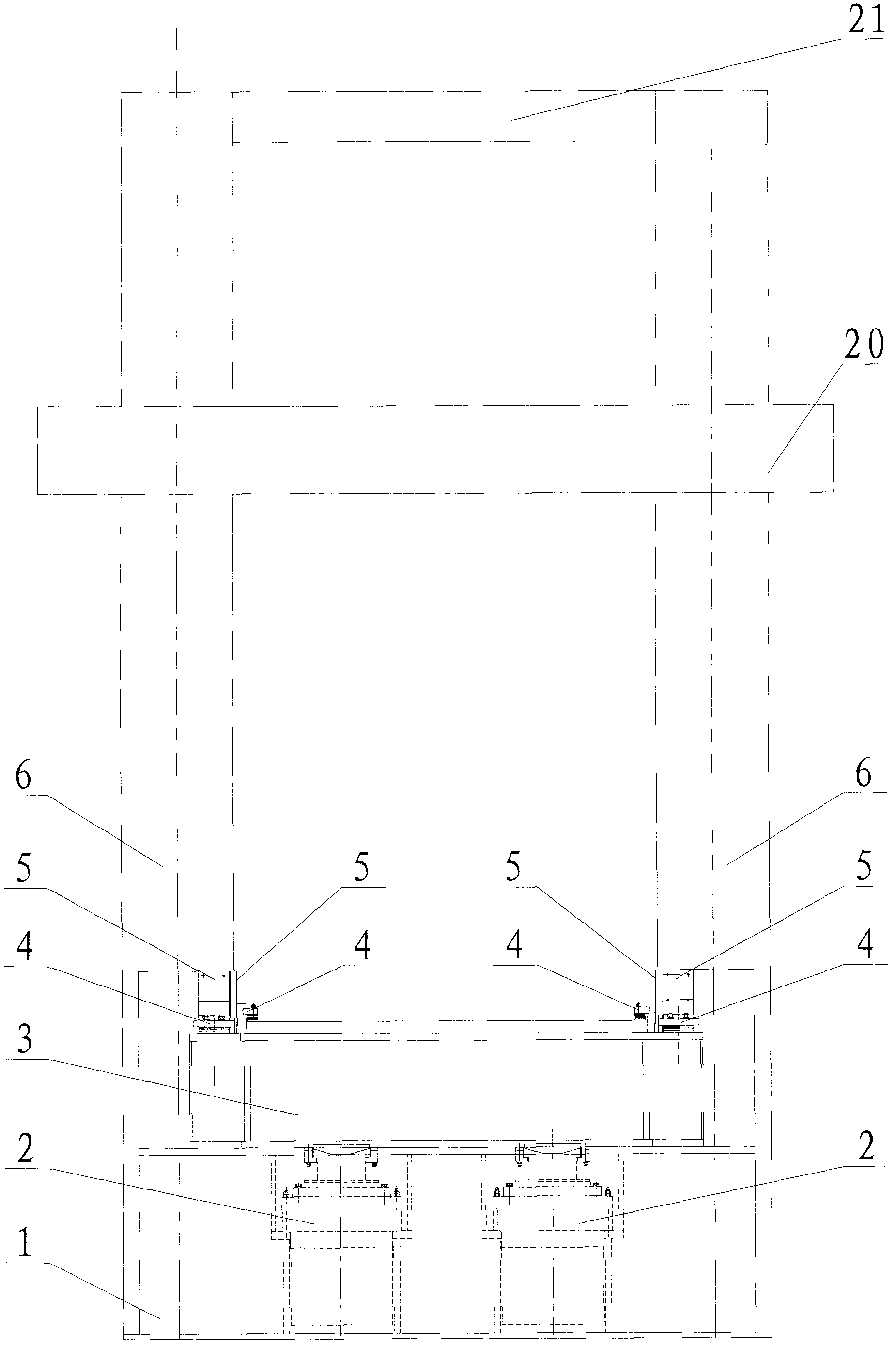 Test device for vertical imposed load of hydraulic support