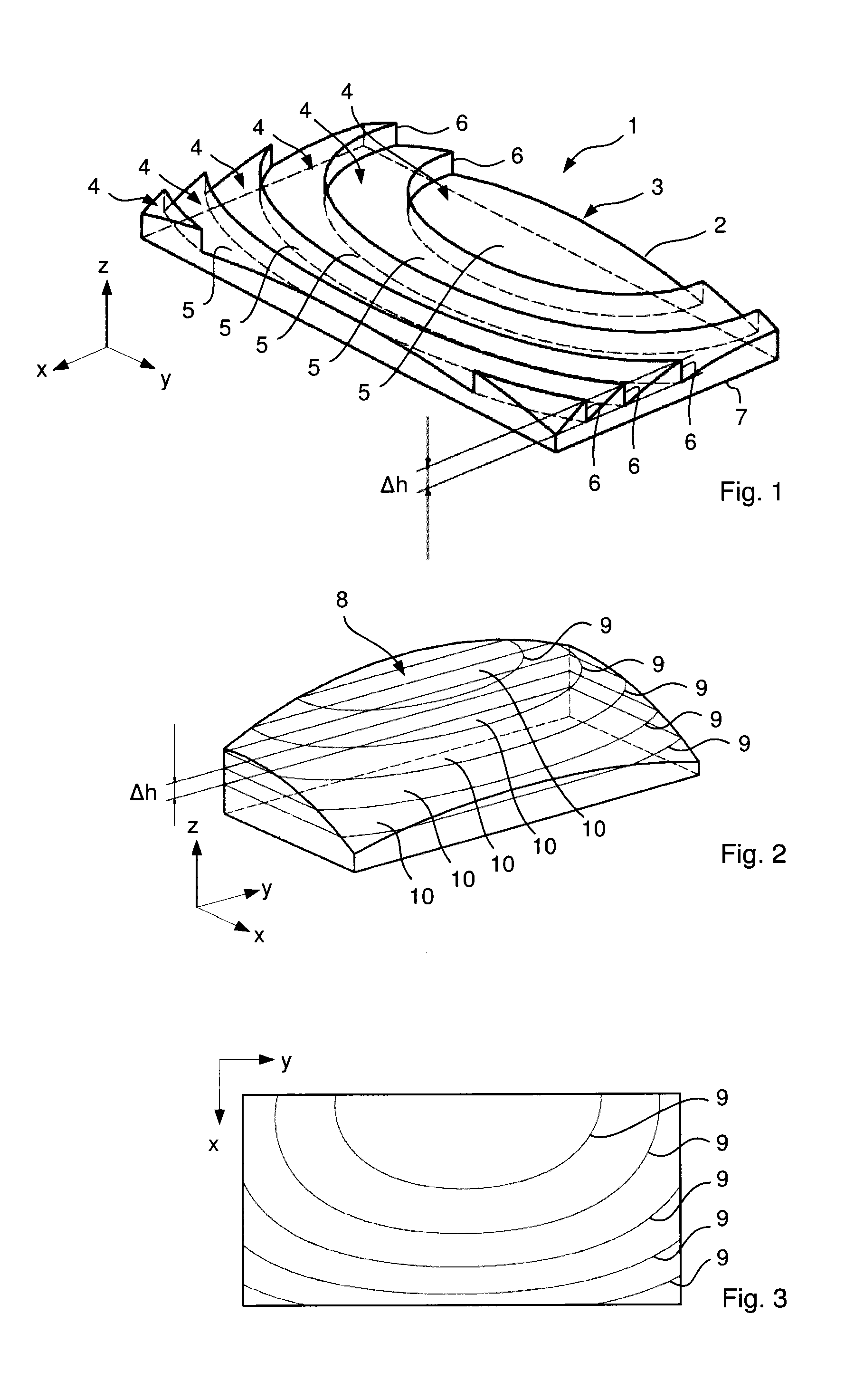 Display device comprising multifunction glass, production method, and optical element having a fresnel structure