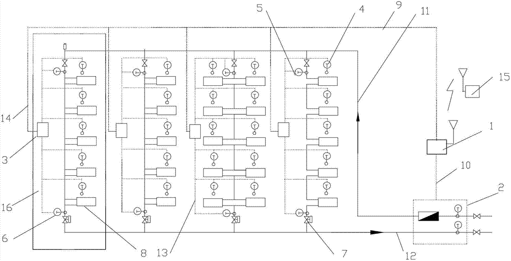 Method for measuring heat consuming user heating load of vertical single tube cocurrent type system and heating metering distributing system of vertical single tube cocurrent type system