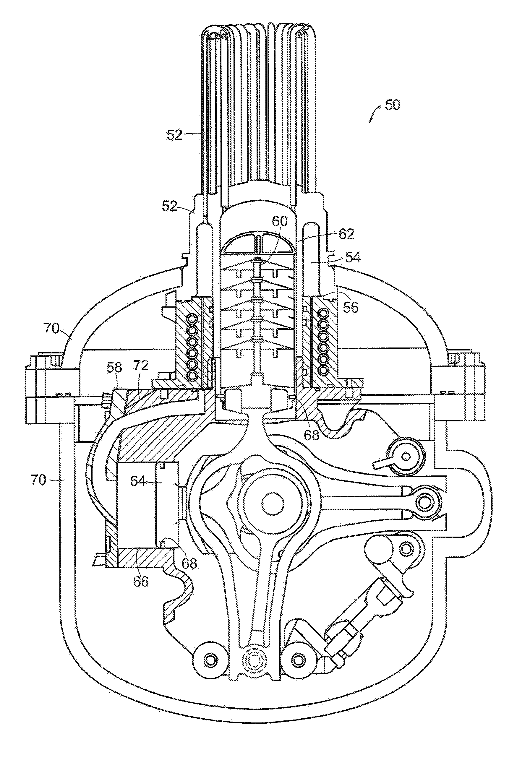 Coolant penetrating cold-end pressure vessel