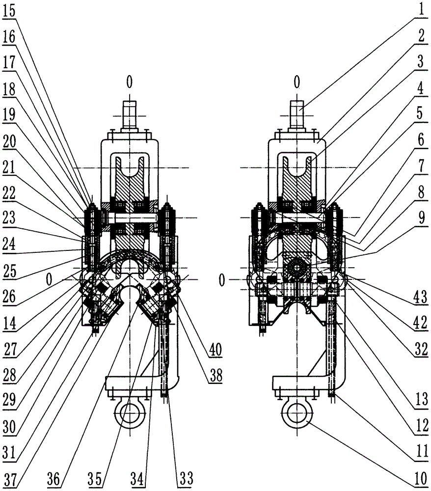 Rotary lifting ratchet locking and synchronous opening and closing five-wheeled hoisting tackle capable of achieving rapid hanging or disengaging