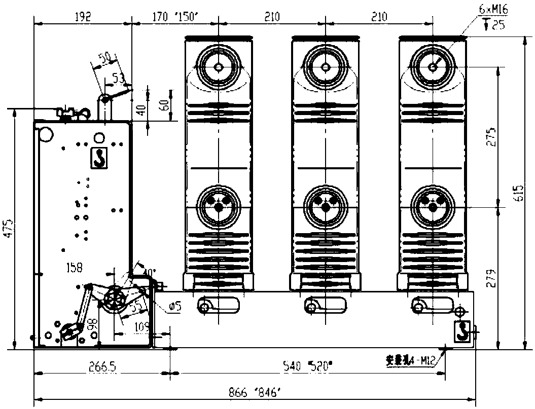 A solid-sealed insulated vacuum circuit breaker for an inflatable cabinet