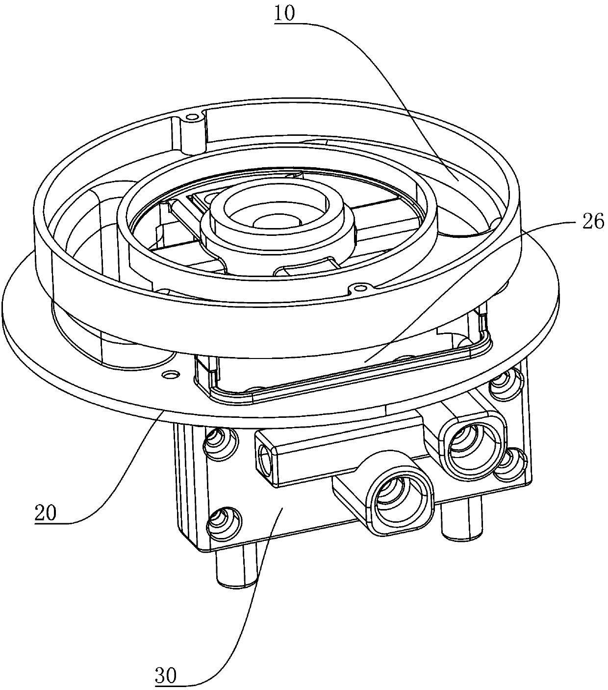 Large-power burner with air entering from upper portion