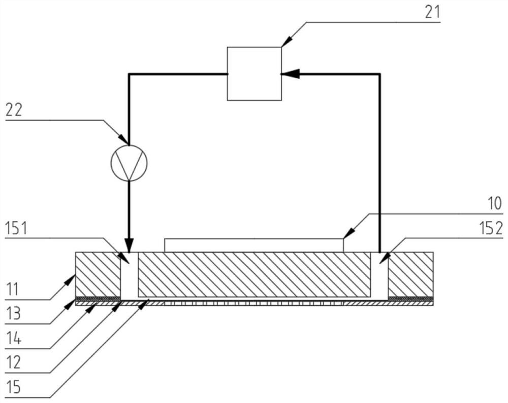 Flat plate type membrane module integrated with feed liquid heating function and application thereof in membrane distillation