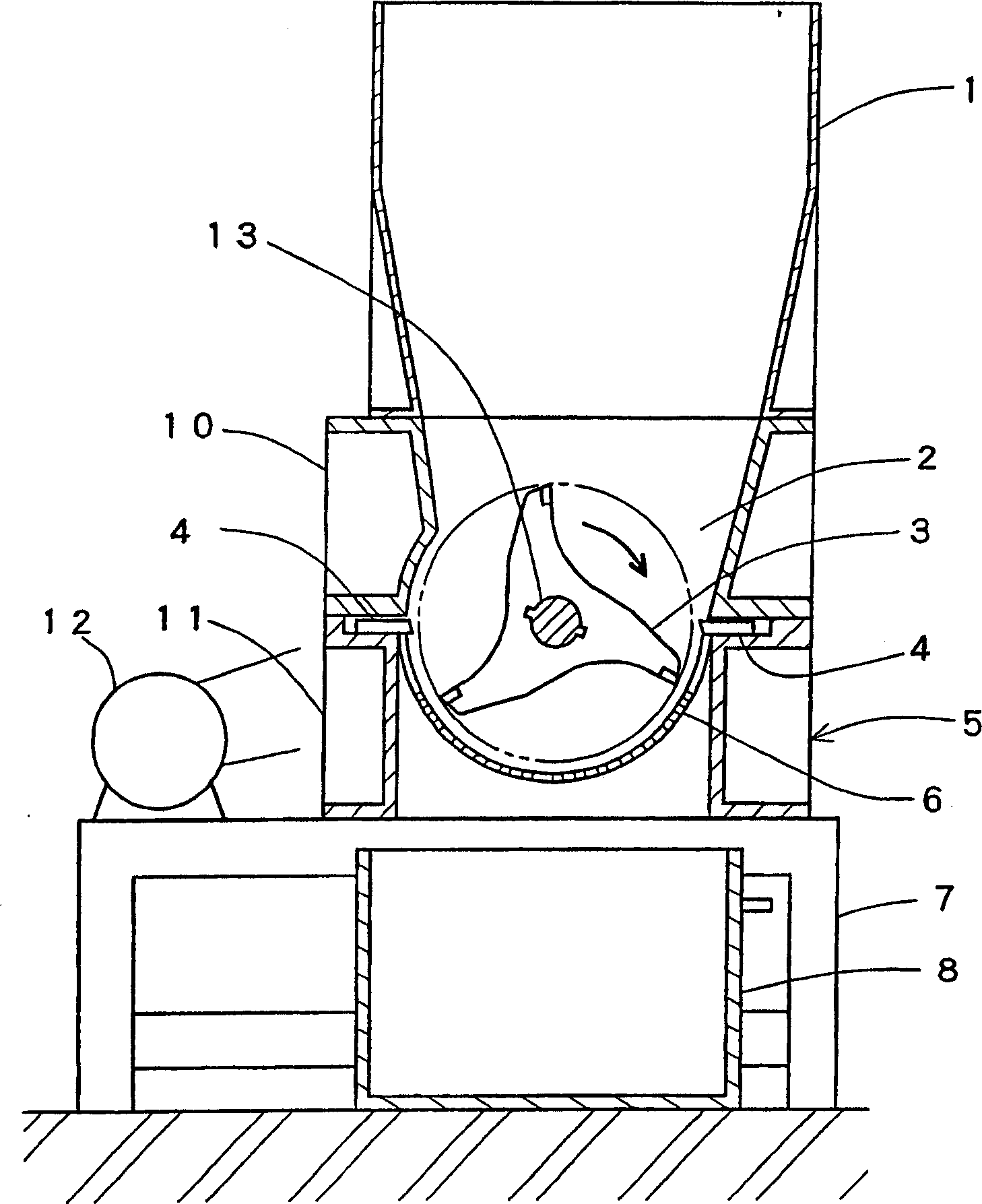 Method and device for crushing waste tyre