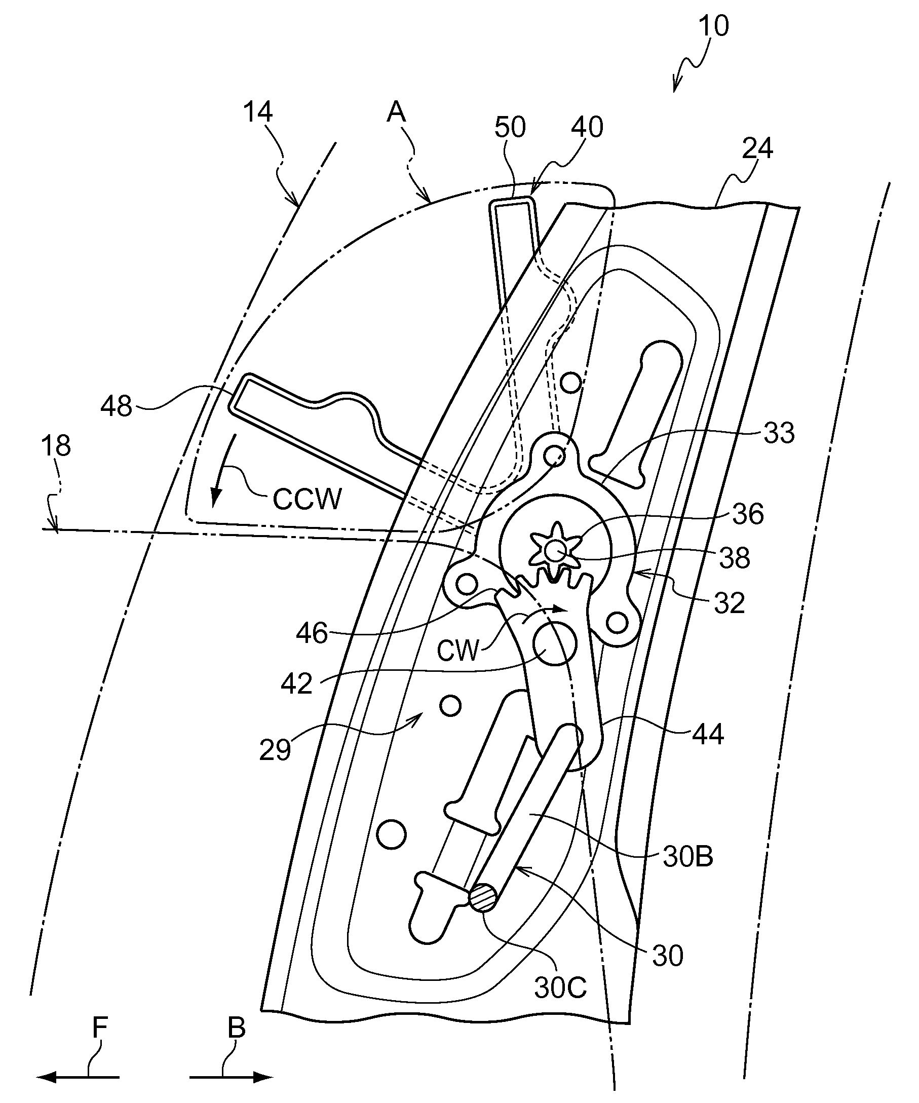 Lumbar support operation member and vehicle seat