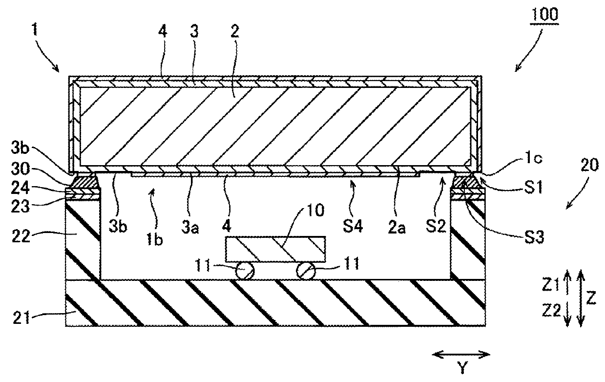 Hermetic sealing cap, electronic component housing package, and method for manufacturing hermetic sealing cap