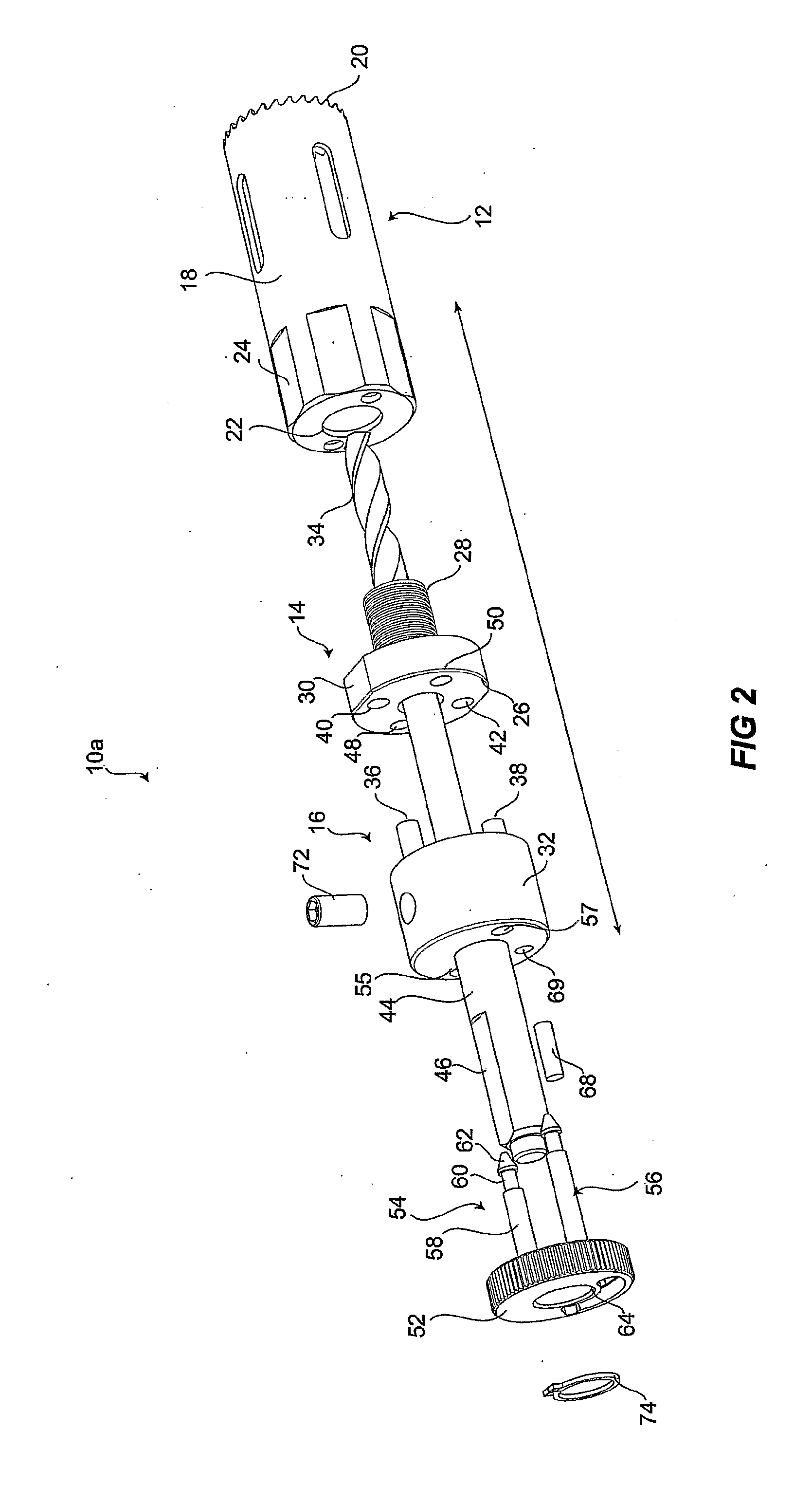 Hole saw assembly including drive shafts supported by a rotatable annulus