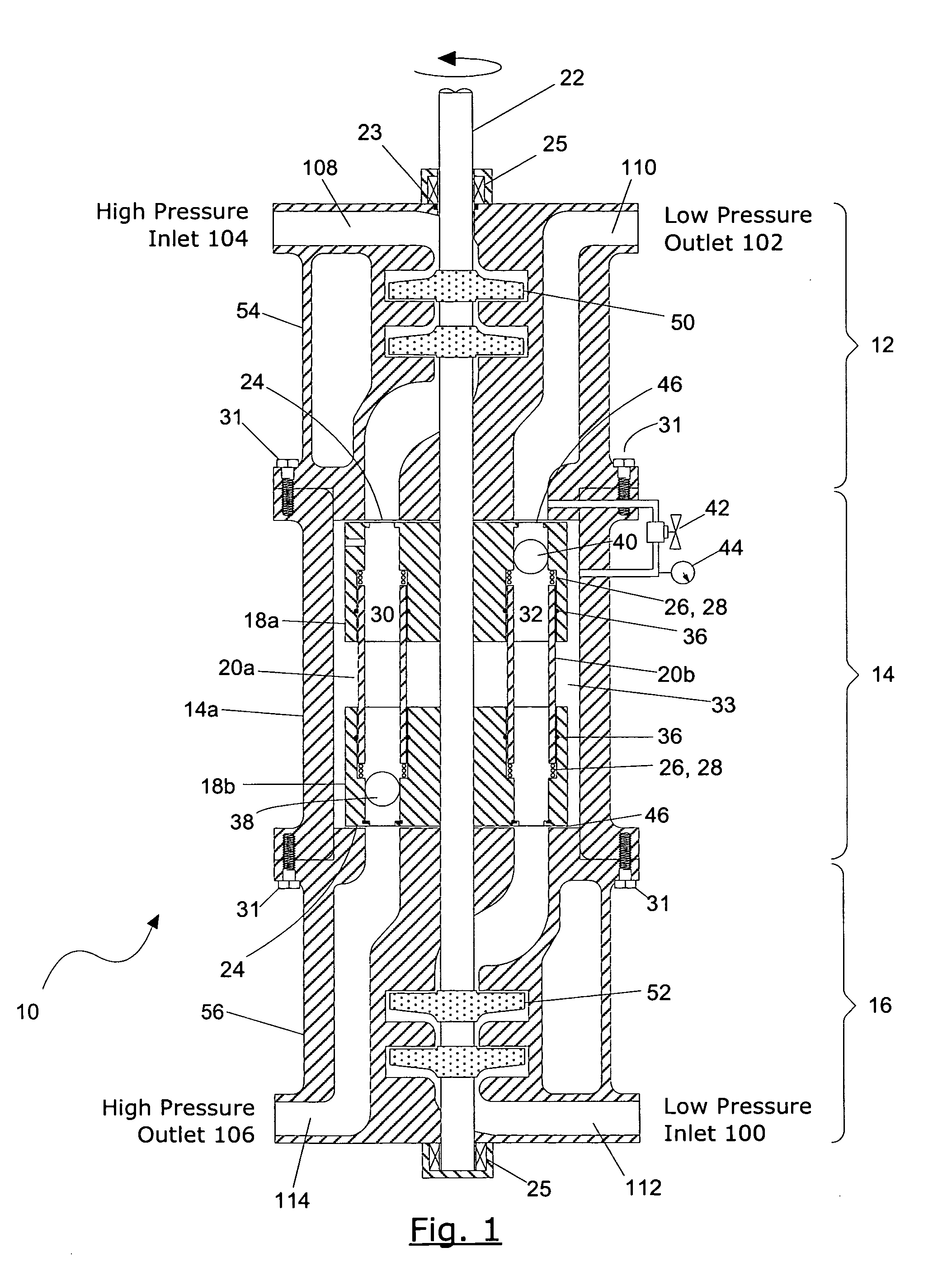 Pressure exchange apparatus with integral pump