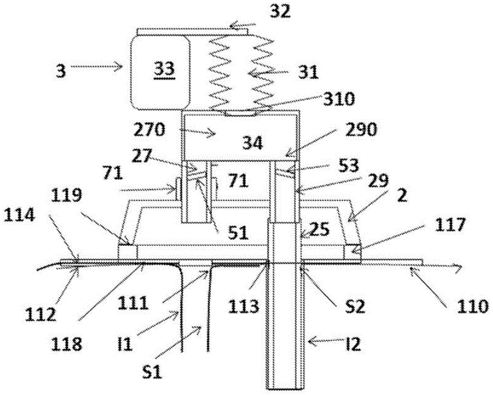 Device allowing an alimentary bolus flow between two stomas