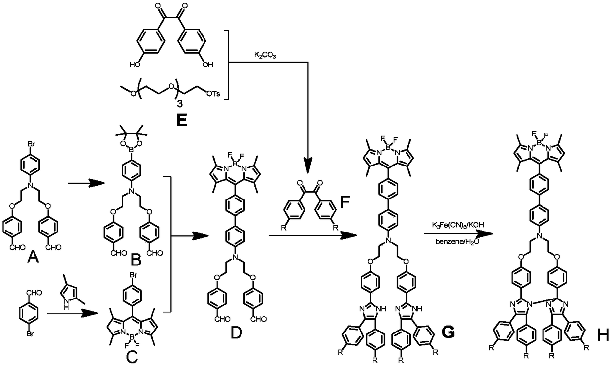 A kind of amphiphilic fluorescent molecular switch, its preparation method and application