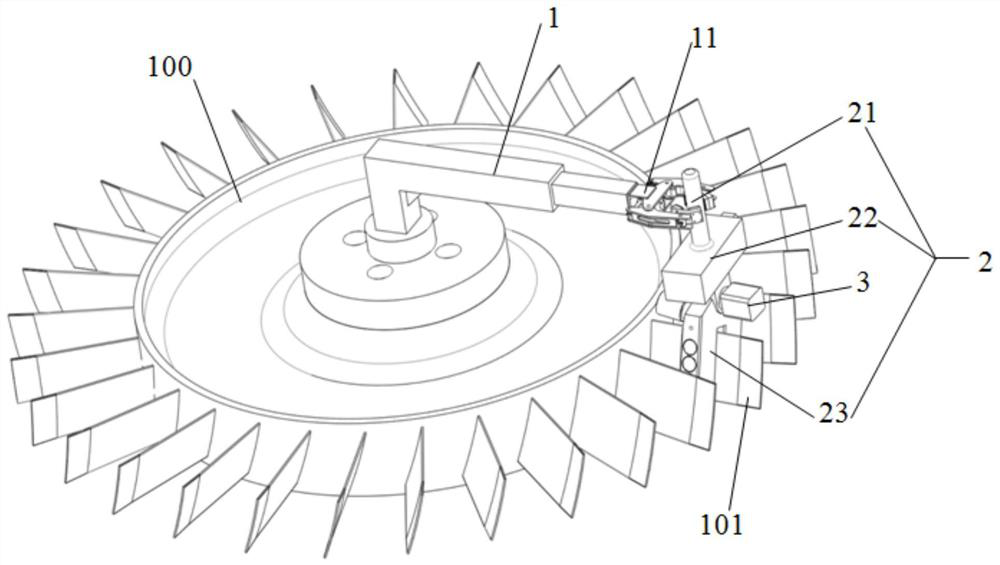 A blade processing system and method on an integral blisk