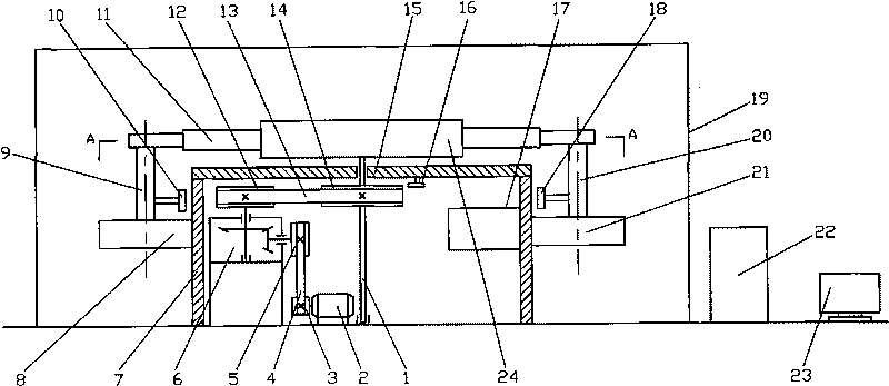 Device with track for simulation test on characteristics of double automobile tires running on pavement