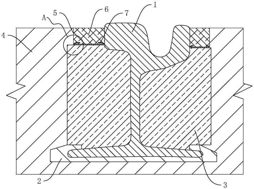 A tram rail roof sealing layer structure and its laying process