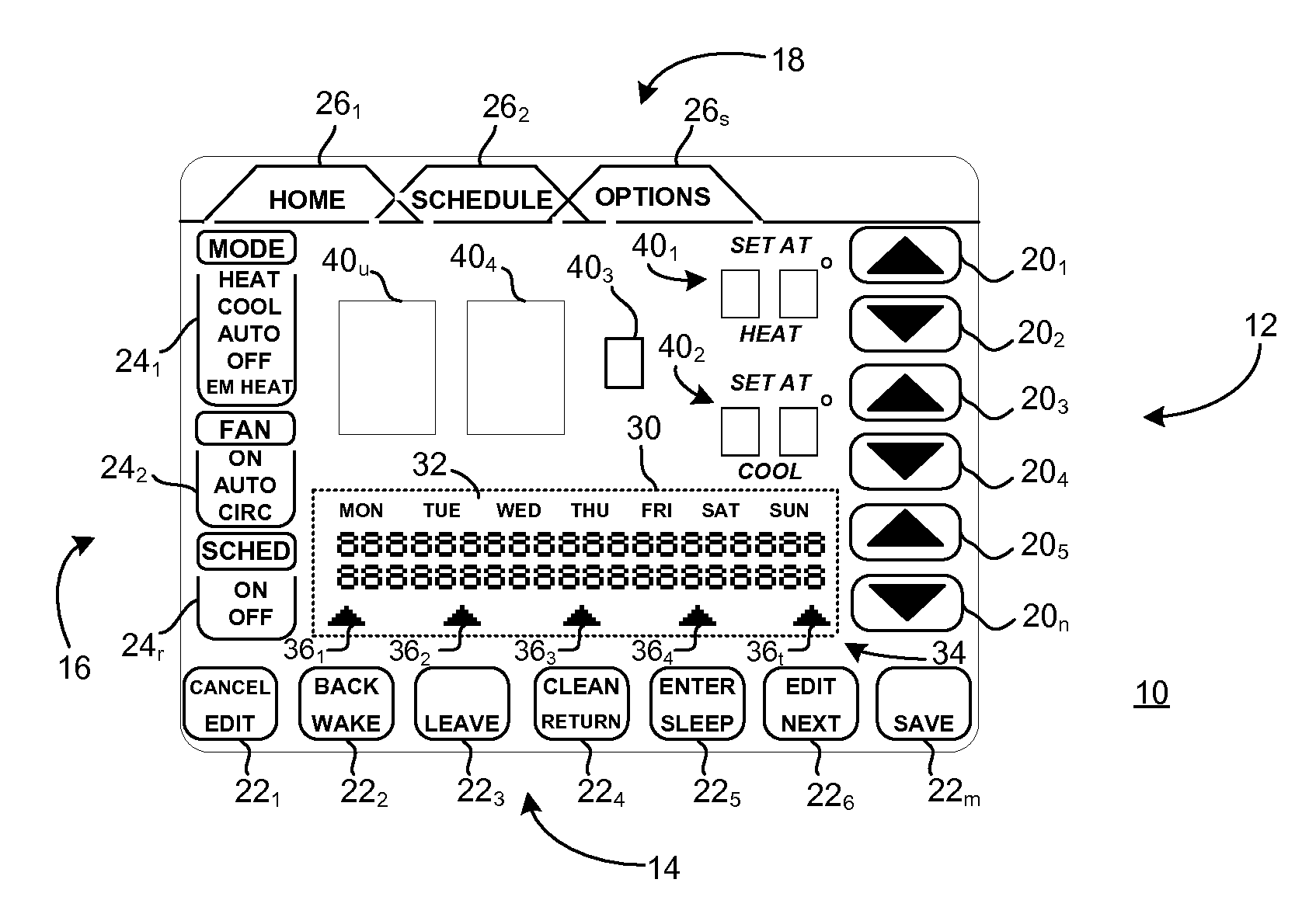 Display apparatus and method for entering a reminder in a control unit for an environmental control system