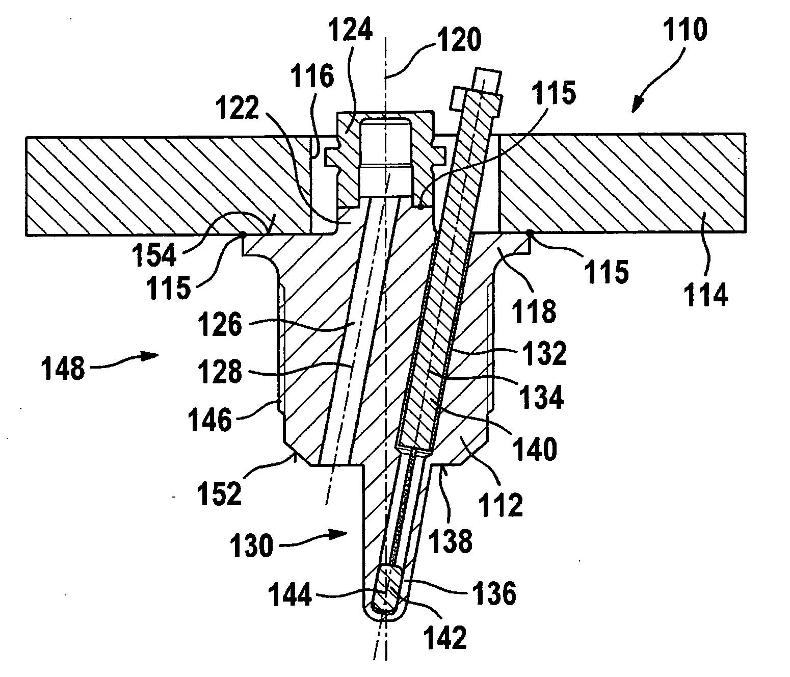 Plug-in sensor for measuring at least one property of a fluid medium